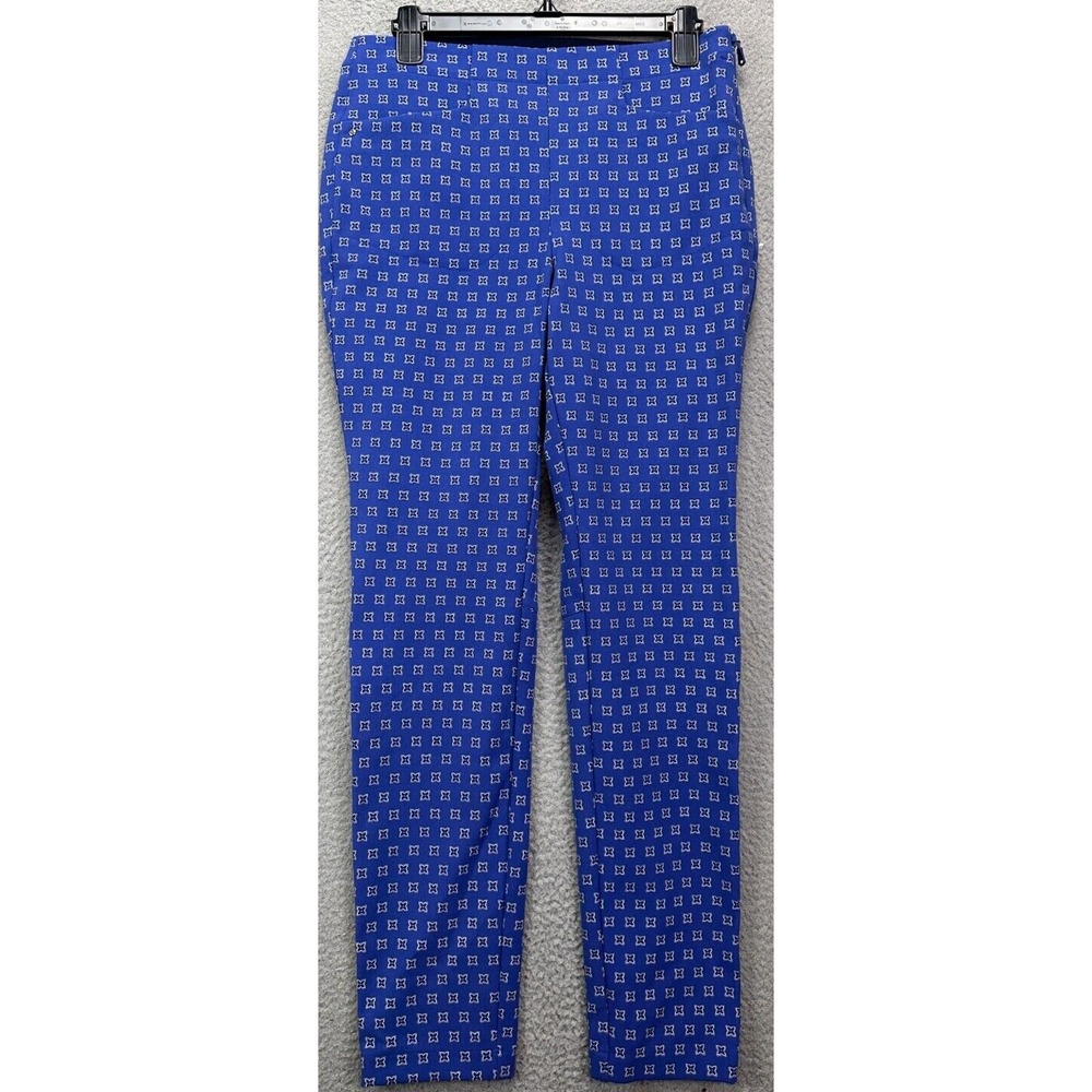 RLX Ralph Lauren Golf Pants Womens 6 Blue Geometric Nylon Elastic Waist Logo NEW